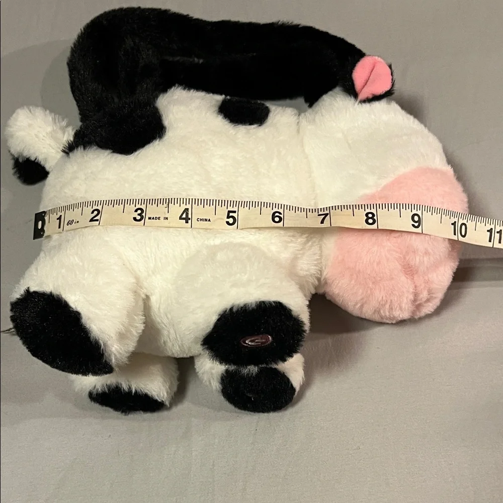 HOPEARL MUSICAL GLOW IN THE DARK LIGHT UP COW PLUSH HANDBAG STUFFED ANIMAL